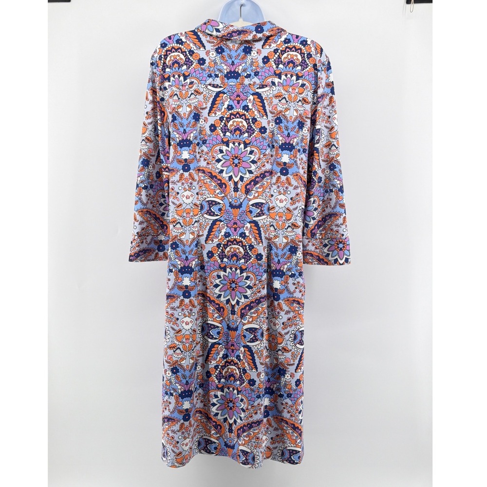 Talbots Dress Medium M Paisley Floral Stretch Jersey Tunic Shirtdress Knee Mod - Picture 4 of 8
